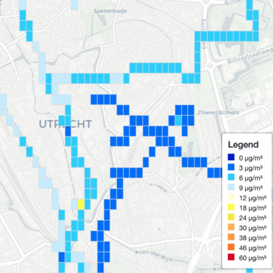 Leerlingen van ’t Anker in Amersfoort meten de luchtkwaliteit met de snuffelfiets. Bron: Longfonds.